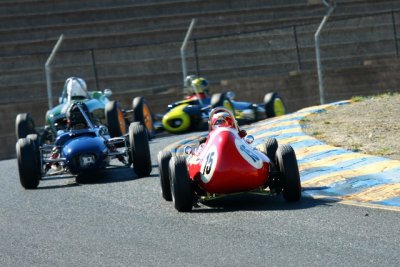 A gaggle of Formula Jr's at turn two. Sonoma Raceway