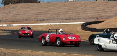 An Elva an MG and two Ferrari's