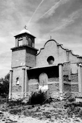 A lone abandoned church.