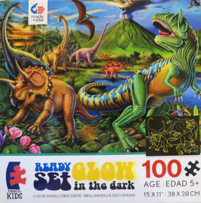 Ceaco Kids: Ready Set Glow  : 100 piece : Dinosaurs with Volcano