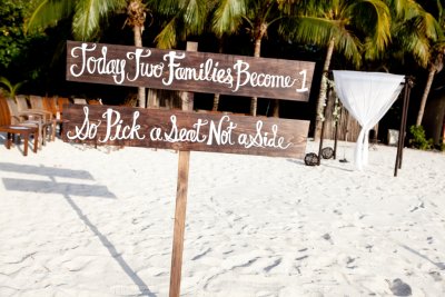 Two Families Become One sign - Photo by: Susan Pacek
