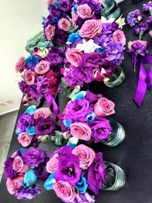Purple & Blue bridal & Bridesmaid Bouquets