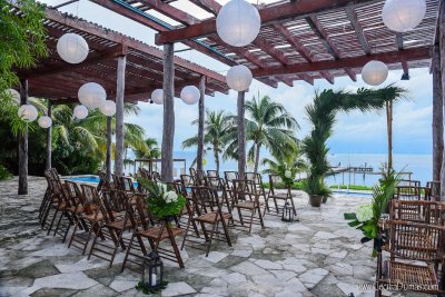 Palm arch in pergola