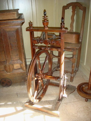 One of many spinning wheels. Swiss design?