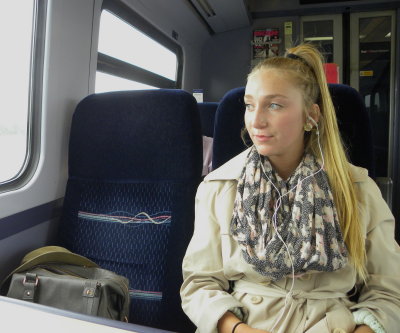 Erin on the Brighton to Bristol Train