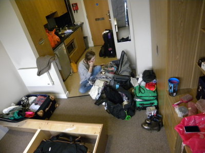 Just starting to unpack in Erin's flat.