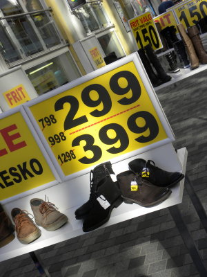 Shoes on Sale (that's 399 kroner)