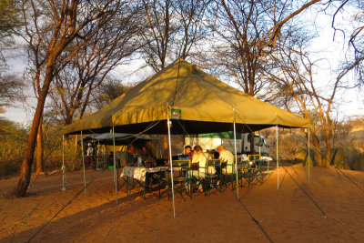 Day's end in the dining tent