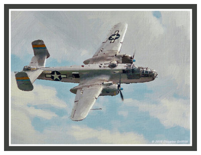 Oil on Canvas Digitally Rendered from an original Photograph: N.A. B-25 Mitchell: Miss Mitchell