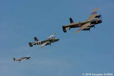 Historical Flight: AVRO Lancaster; B-25 Mitchell; and P-51 Mustang (T to B)