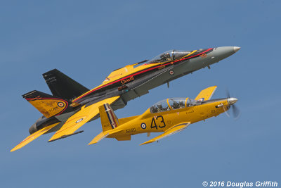 CF-188 (F-18) Hornet and CT-156 Harvard II in Yellow to Commemorate the 75th Anniversary of the BCATP 