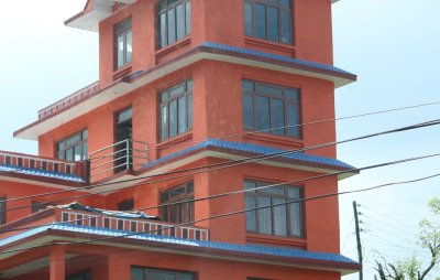 Nepalese home, tall and colorful