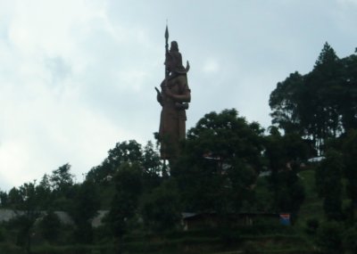 A very tall statue of Shiva