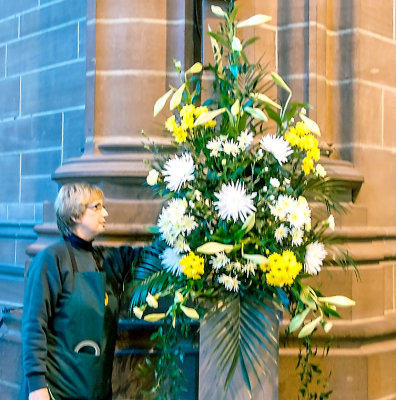 Easter flowers and the arranger