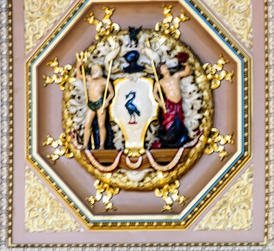 Ceiling panel with a Liver Bird in the centre.