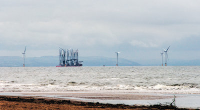 Errecting a windfarm in Liverpool Bay