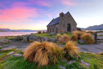 Sunrise over the Church of the Good Sheperd