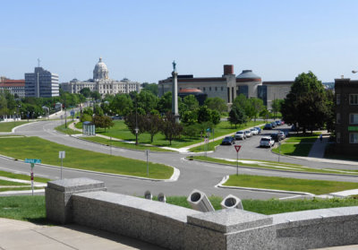 Minnesota State Capital on the left and Minnesota History Center on the right from the Cathedral of Saint Paul