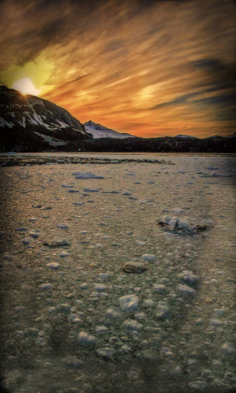 Frigid sunset , Glacier Bay National Park, Alaska, 2013