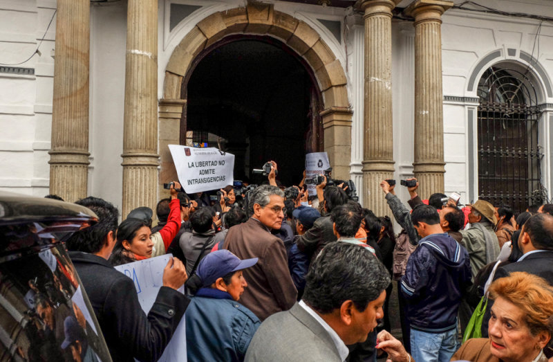 Fighting city hall, Sucre, Bolivia, 2014