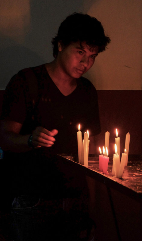 Eight candles, Santa Cruz Cathedral, Santa Cruz, Bolivia, 2014