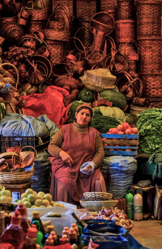 Environmental portrait, Central Market, Sucre, Bolivia, 2014