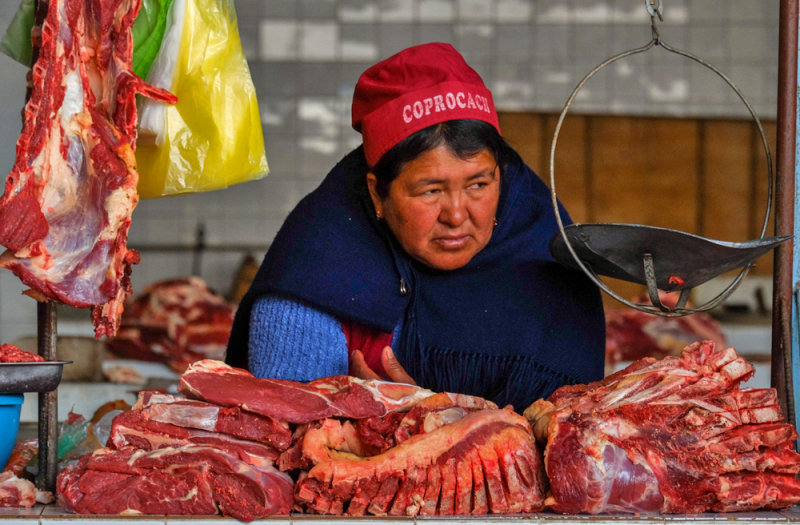 Butcher, San Antonio Market, Sucre, Bolivia, 2014