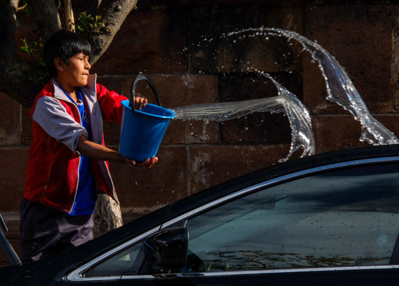 Car wash by hand, Sucre, Bolivia, 2014