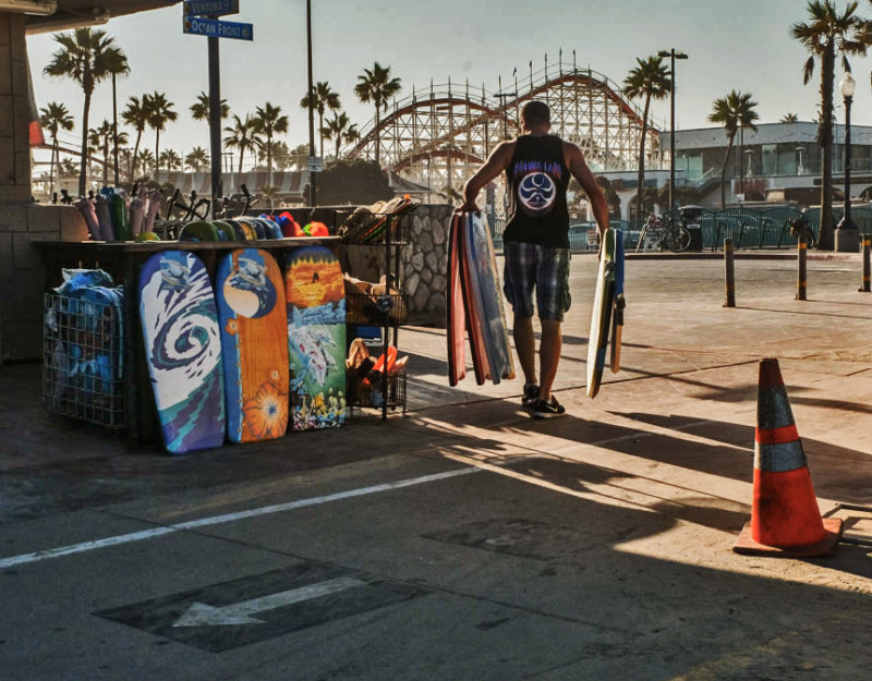 Surfing gear, Mission Beach, California, 2015