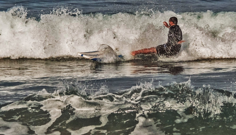 Crash landing, Mission Beach, California, 2015