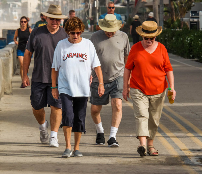 Stepping along, Mission Beach, California, 2015