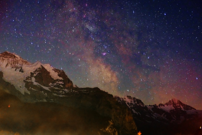 Switzerland The Eiger Monch and Jungfrau at night.jpg