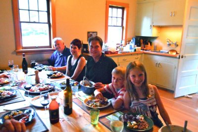 Dinner at Waterton Cottage- Roy, Karen, Dan, George and Olivia
