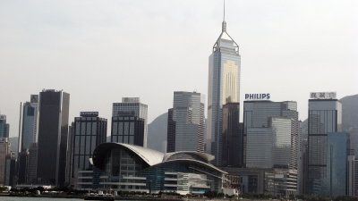 Looking across the harbour towards Wanchai district on the HK island
