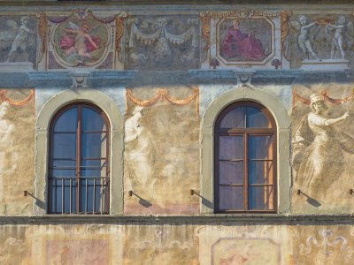 A detail of painted house in Piazza Santa Croce