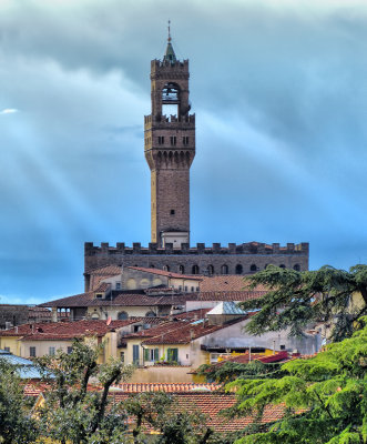 Palazzo Vecchio and Florence roof tops ...