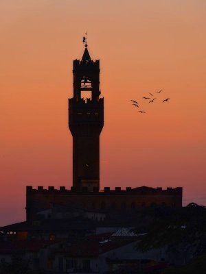 Palazzo Vecchio at sunset from our balcony...