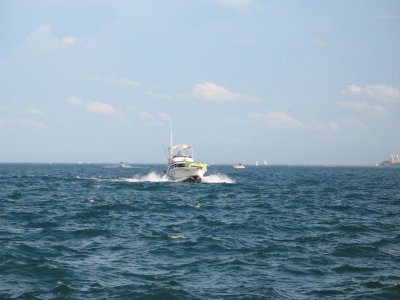 Boat heading into the harbor