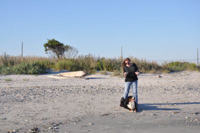 With Mommy at Doggie Beach