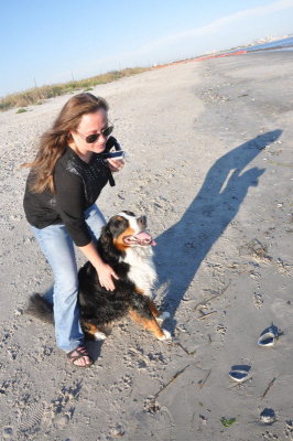 With Mommy at Doggie Beach