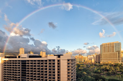 Golden hour Rainbow over Waikiki