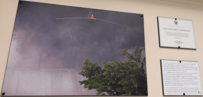 Nik Wallenda during 1,800 foot cable walk above the Canadian Falls in 2012