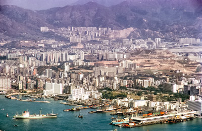 Kai Tak airport (on the upper right) Kowloon  from Victoria Peak. 