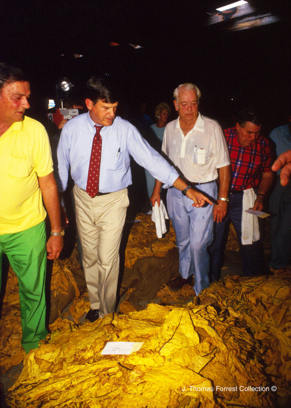 North Carolina Governor Jim Martin at tobacco auction