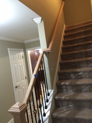 New railing up stairway