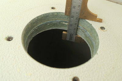 Overlapping deck flange. This is a fill cap hole for the starboard water tank.