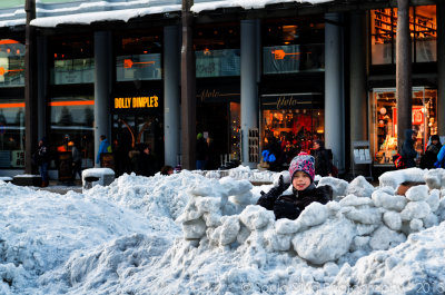 Kids building their snow fortresses