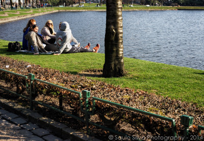 People enjoying the sunlight at Festplassen