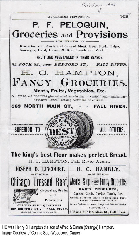 Henry Hampton Grocer Ad from Fall River, Massacussets Street Guide