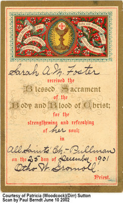 Sarah Morgan Foster's Confirmation Card